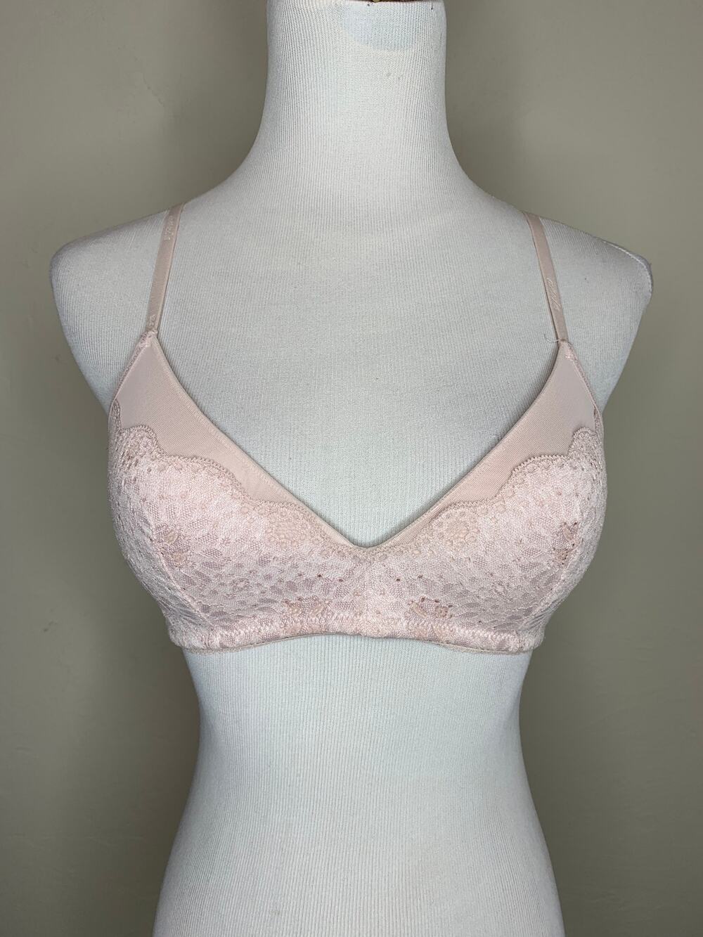 Aerie 32 C Wireless Lace Cotton Pale Pink